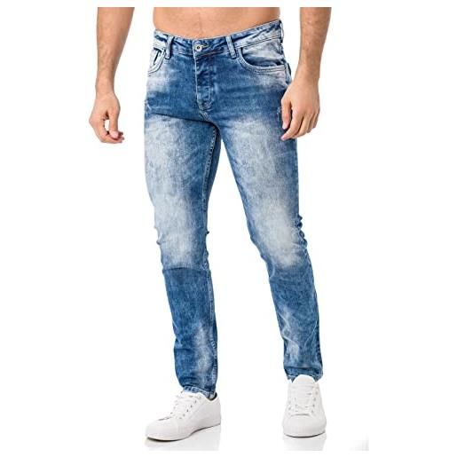 Redbridge jeans da uomo pantalone denim used look blu w29 l32