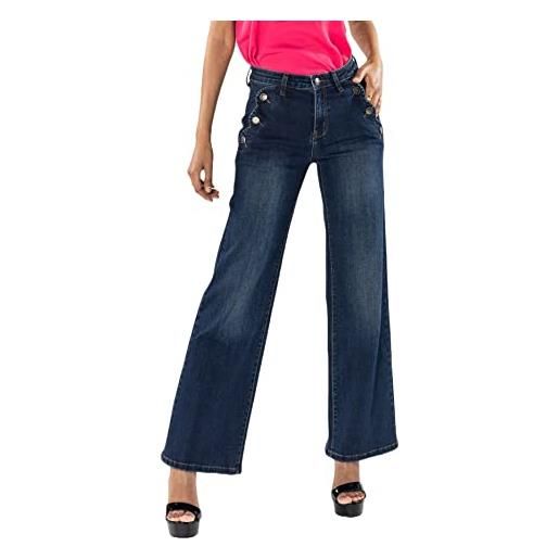 Nina Carter p195 jeans da donna flared bootcut, a vita alta, blu scuro (p195), xs
