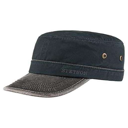 Stetson cappellino katonah cotton army donna/uomo - berretto cap militare fibbia in metallo, con visiera estate/inverno - xl (60-61 cm) blu scuro