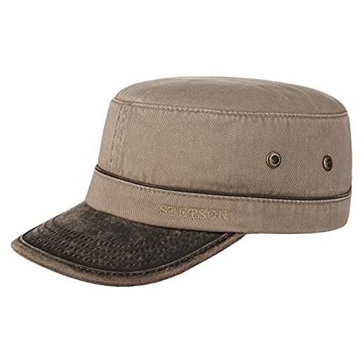 Stetson cappellino katonah cotton army donna/uomo - berretto cap militare fibbia in metallo, con visiera estate/inverno - l (58-59 cm) marrone chiaro
