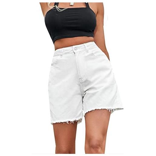 GOLDPKF pantaloncini corti da donna, pantaloncini estivi, pantaloni corti con tasca, 205-bianco, m