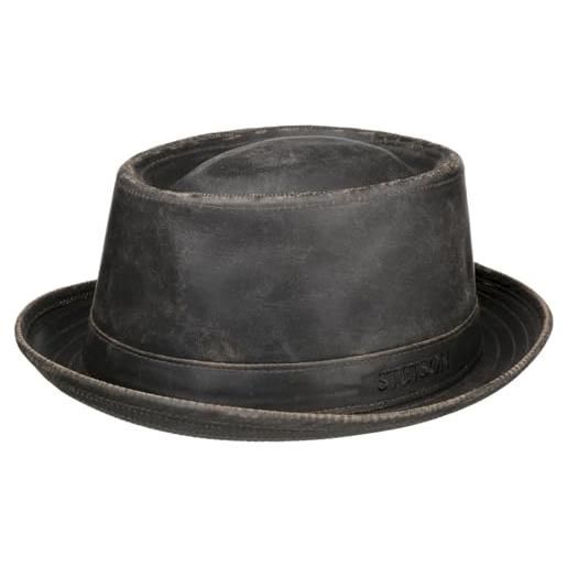 Stetson cappello pork pie odenton da donna/uomo - porkpie in cotone - fedora impermeabile e con protezione dal sole - estate/inverno - nero m (56-57 cm)