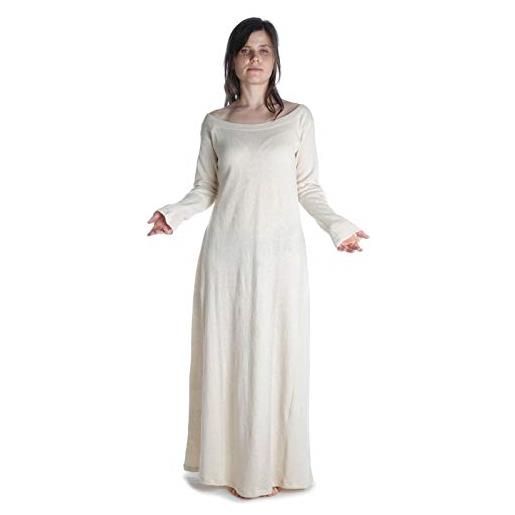 HEMAD abito da donna medievale semplice, misto cotone canapa - colore beige - l/xl