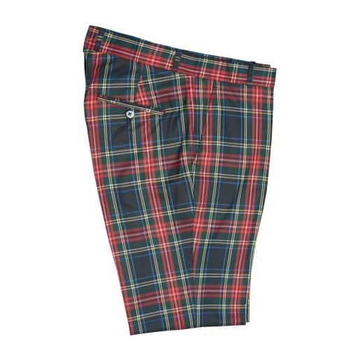 Retro Seventy2 pantaloni da uomo in tartan rosso tweed a quadri, pantaloni da golf, aderenti, stile retrò anni '60 e '70, rosso, 46