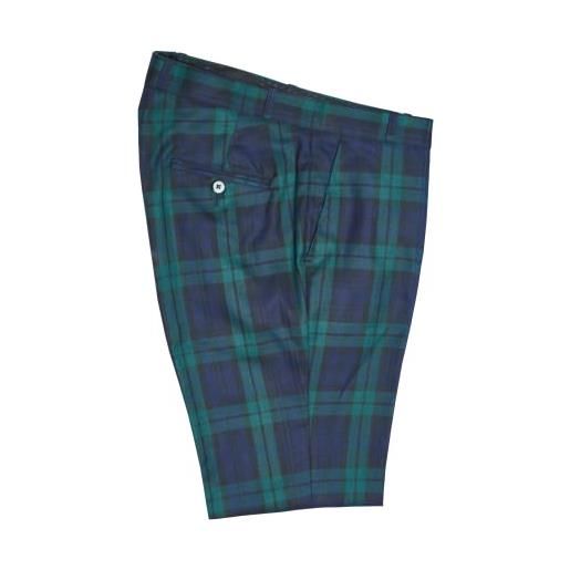 Retro Seventy2 pantaloni da golf, stile classico, retrò, aderenti, con parte anteriore piatta, rosso, nero e verde, stile stewart scozzese, stile anni '60 e '70 (32 u. K / 81 cm)