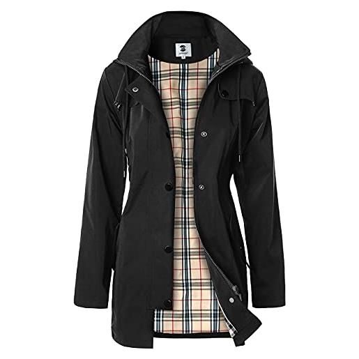SaphiRose PONCHO giacca da pioggia da donna cappuccio lungo all'aperto giacca a vento impermeabile nero xl