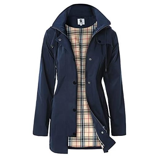 SaphiRose PONCHO giacca a vento donna impermeabile, giacca da pioggia donna lungo elegante, giacca antipioggia all'aperto antivento leggero, con cappuccio, per corsa, viaggi, navy m