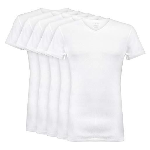 Wallenberg maglietta intima uomo costola fine pacco da 5, bianco, xl