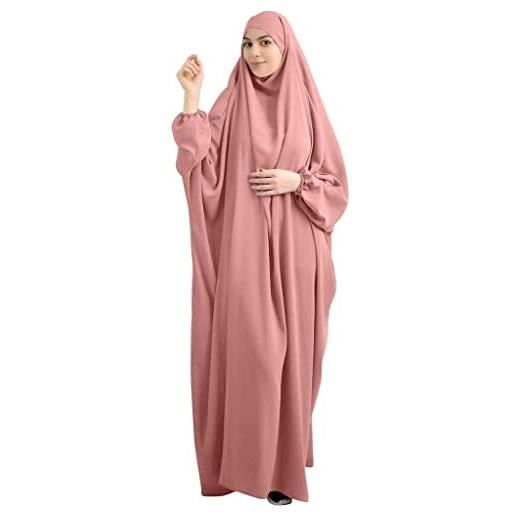 BOJON abito da preghiera musulmano da donna, in tinta unita, con cappuccio, islamic abaya caftano, con hijab, vestito da preghiera, il ramadan, per etnico, sera, festa
