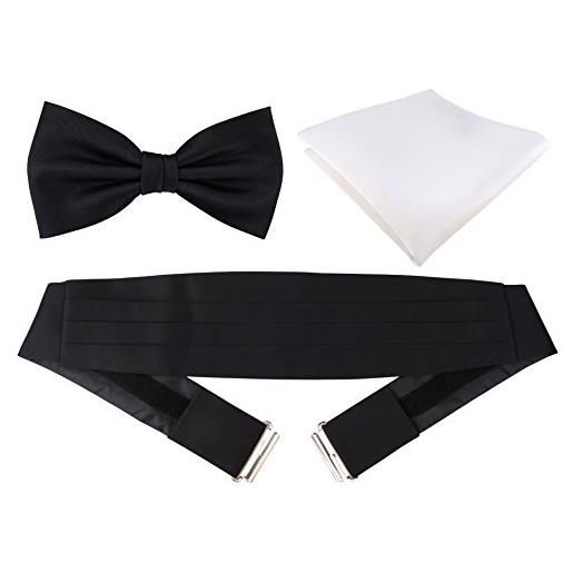 TigerTie papillon, fusciacca e pochette, in raso, a tinta unita dunkelbraun taglia unica