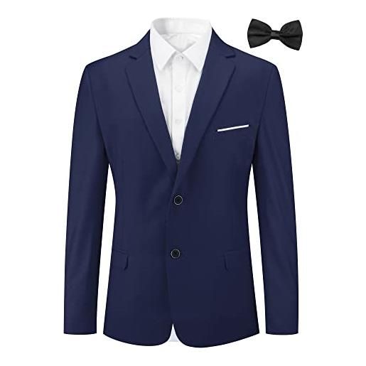 Allthemen abito da uomo in 2 pezzi in tinta unita con due bottoni giacca formale da lavoro per matrimonio blazer + cravatta