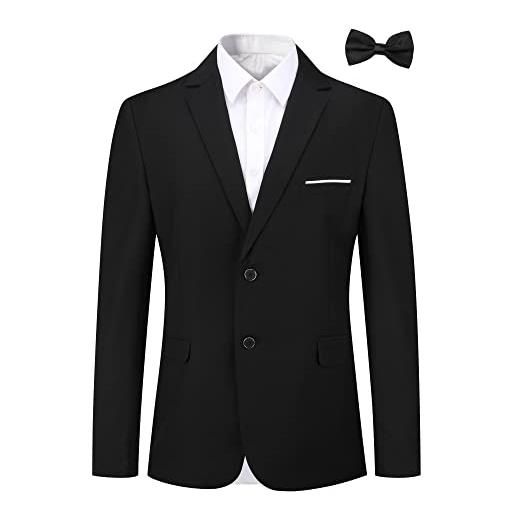 Allthemen abito da uomo in 2 pezzi in tinta unita con due bottoni giacca formale da lavoro per matrimonio blazer + cravatta