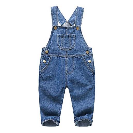 KIDSCOOL SPACE salopette di jeans blu per neonati e bambini/ragazze, salopette di jeans, blu, 4-5 anni