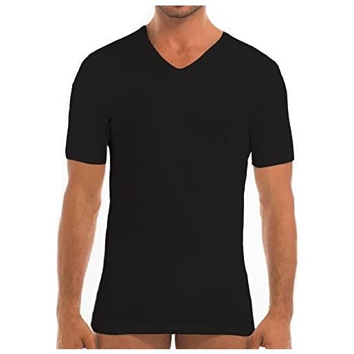 Garda 3 t-shirt corpo uomo in cotone felpato mezza manica scollo a v art. 6315 (nero, 4)