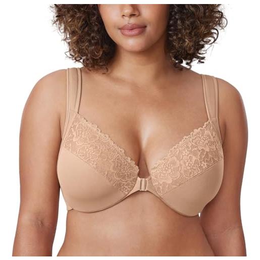 DELIMIRA donna reggiseno ferretto apertura frontale copertura totale taglie forti rosso scuro 7d