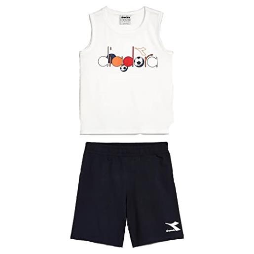 Diadora jb. Set sl kick set completo cotone bimbo canotta t-shirt pant 102.178268 taglia s colore principale optical white