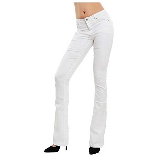 Toocool - jeans donna push up pantaloni zampa elefante campana slim sexy f36-m6129 [s, bianco]