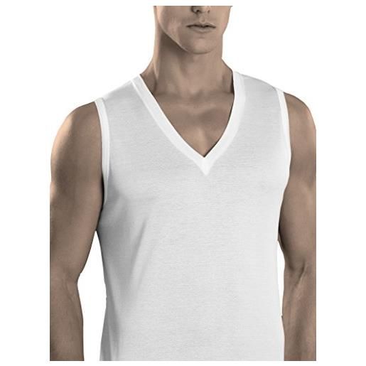 JULIPET uomo jnc108 ina t-shirt smanicato a v in jersey di filo scozia (it 3, 010 bianco, s)