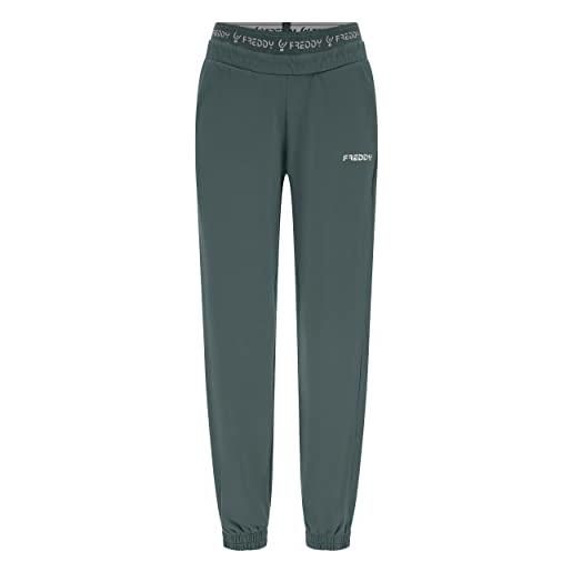 FREDDY - pantaloni sportivi in felpa garzata con elastico logato, grigio, medium