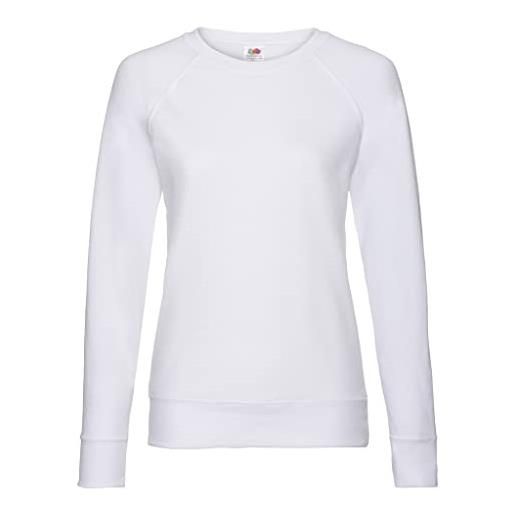 Fruit of the Loom lightweight raglan sweat lady-fit t-shirt, bianco, l donna