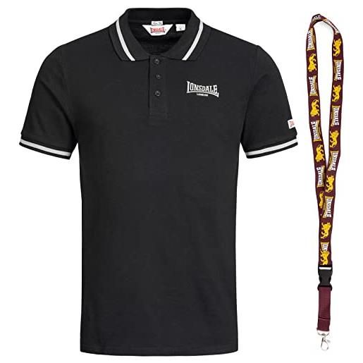 Lonsdale polo - polo - camicia da uomo - maglietta a maniche corte - limited, causton black, xxl