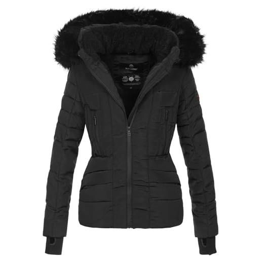 Navahoo, b361, giacca invernale da donna con imbottitura in calda pelliccia nero s