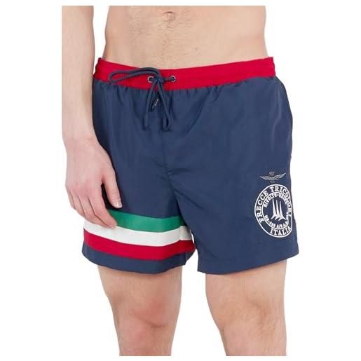 Aeronautica Militare costume mare, boxer bw213, da uomo, slip, shorts, piscina, frecce tricolori (s it 46, blu navy)