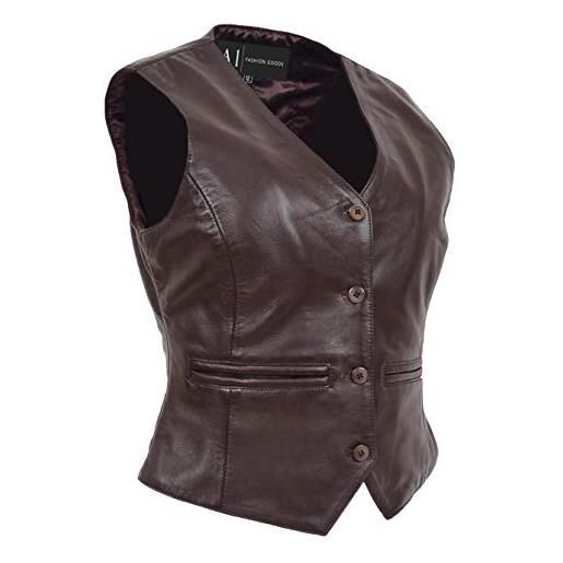 A1 FASHION GOODS gilet da donna in morbida pelle slim fit gilet classico nero marrone rosso marrone, nero , 48