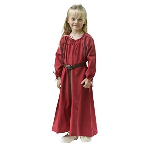 Battle-Merchant vestito da bambina medievale ana a a maniche lunghe, in cotone, colore: verde, taglia 128
