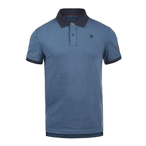 b BLEND blend ralf maglietta t-shirt polo a manica corta da uomo in cotone 100% , taglia: l, colore: dark navy blue (74645)