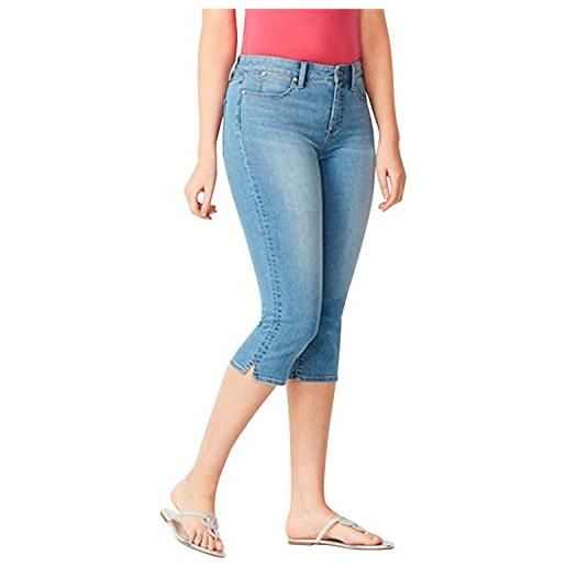 Petalum - pantaloni lunghi da donna, estivi, in jeans, a vita alta, aderenti, traspiranti, elasticizzati, con tasche, blu scuro, 44/46 it