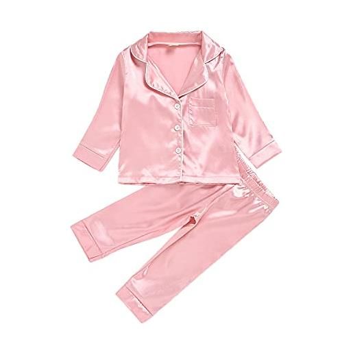Verve Jelly set pigiama neonata indumenti da notte in raso a maniche lunghe vestiti in tinta unita set 2 pezzi di vestiti per dormire