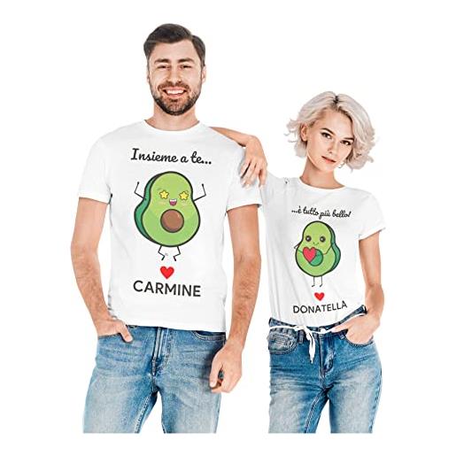 Colorfamily coppia magliette t-shirt sanvalentino personalizzabile avocado personalizza con nome amore innamorati fidanzati regalo lui e lei