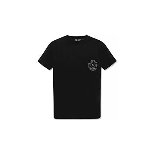 Versace jeans couture t-shirt nera con logo riflettente stampato di base in cotone, nero , xl