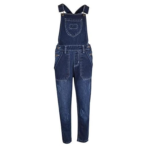 A2Z 4 Kids® ragazze denim salopette strappato jeans full lunghezza overall - dungaree d83 dark blue 9-10