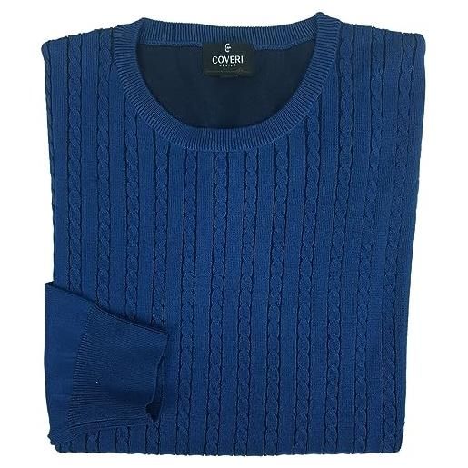 Coveri maglione uomo girocollo taglie forti comode sportivo 3xl 4xl 5xl 6xl blu (5xl - nero)