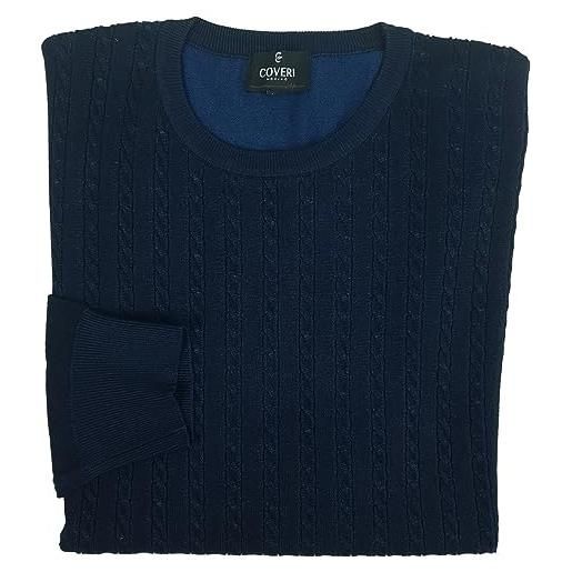 Coveri maglione uomo girocollo taglie forti comode sportivo 3xl 4xl 5xl 6xl blu (4xl - tabacco)