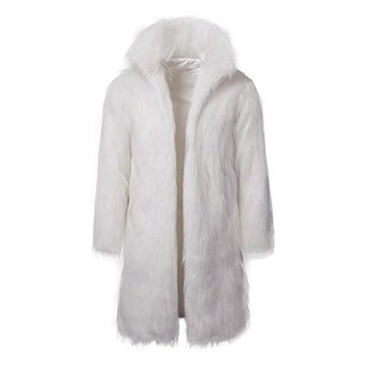 AnyuA cappotto con uomo collo alto di cardigan outwear parka in pelliccia sintetica autunno inverno bianco 2xl