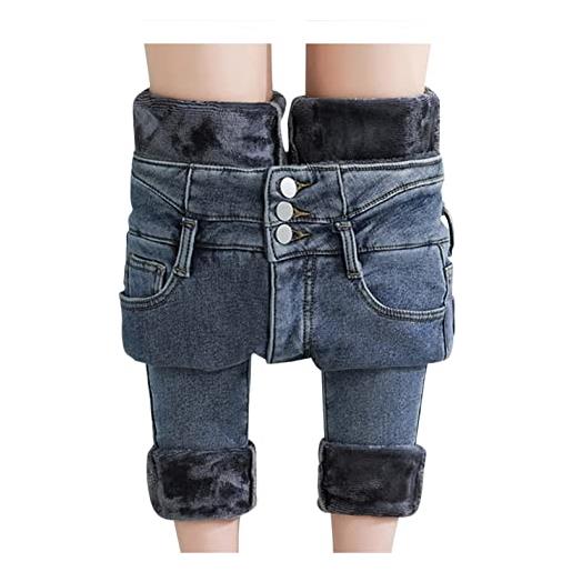 Stetson ytzl jeans invernali da donna, imbottiti, in pile, con imbottitura in pile, pantaloni termici, pantaloni da jogging, azzurro, 33