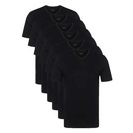 Hugo boss, maglietta da uomo in stile business con scollatura a v, confezione da 6 pezzi 50325389 nero (black 1) m