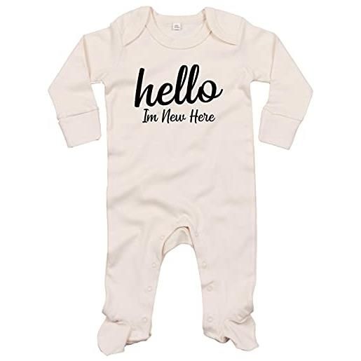 Kleckerliese pigiama per bambini, con scritta hello im new here, neutro, 0-3 mesi