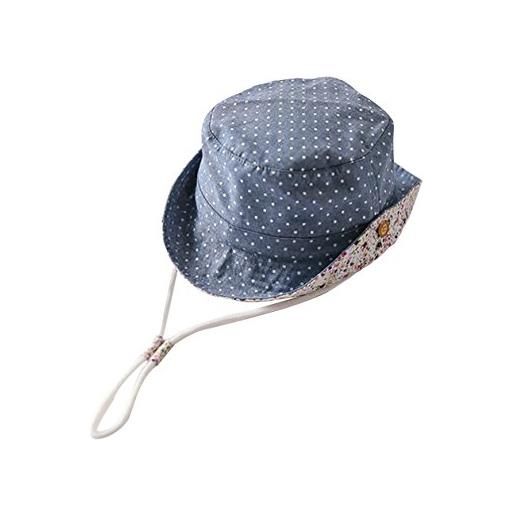 GEMVIE-cappello da pescatore bambini 3 mesi- 6 anni stampa modello puntini cappello da sole anti-uv pieghevole in cotone berretto cappelli da esterno (circonferenza della testa 51-53 cm)