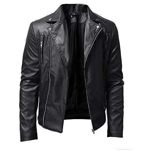 NEMWYY giacca in pelle pu da uomo colletto alla coreana da uomo giacca in pelle da motociclista giovanile giacca da motociclista da uomo giacca in pelle pu da moto giacca da motociclista classica