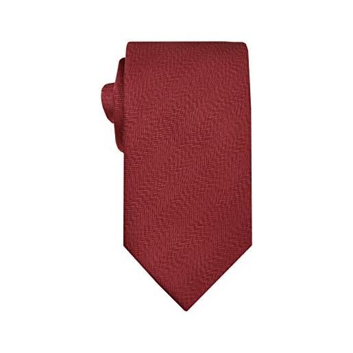 Remo Sartori - cravatta lunga extra lunga xl in seta unito spigato, lunghezza da 155 cm a 175 cm, made in italy, uomo (rosso scuro, lunghezza 155 cm)