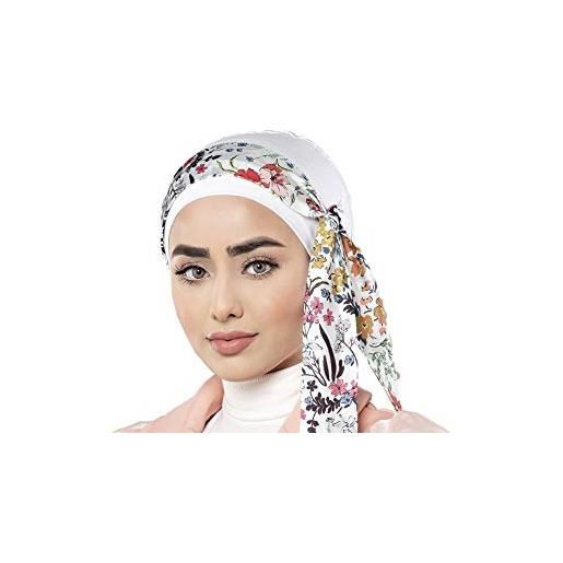 MASUMI hijab jersey turbans caps abaya chiffon copricapo per le donne lunga sciarpa musulmana wrap sciarpe donne yanna white summertime etichettalia unica