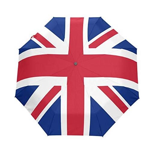 HMZXZ rxyy - ombrello pieghevole con bandiera britannica inglese, apertura automatica, per donne, uomini, ragazzi, ragazze, antivento, compatto, da viaggio, leggero, multicolore, closed length: 11