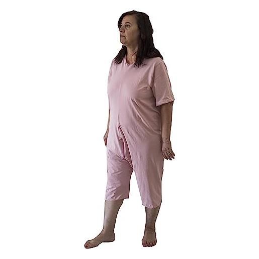 FERRUCCI COMFORT pigiama tutone sanitario da donna per anziani - 9078 mc pc - manica corta e pantalone corto per alzheimer e incontinenza (xs)
