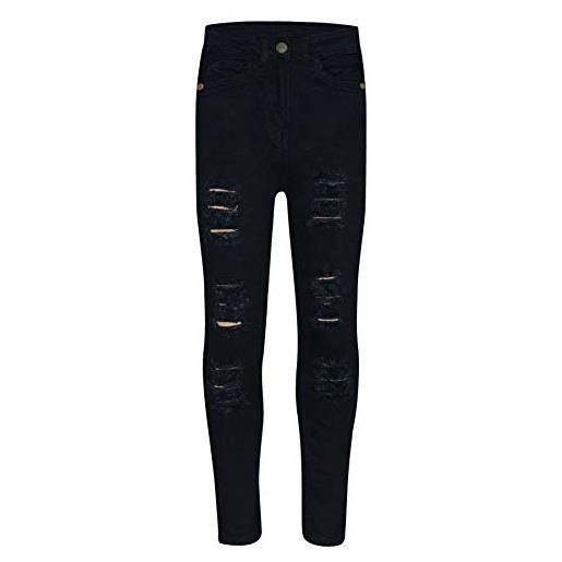 A2Z 4 Kids bambini ragazze denim strappato jeans comfort magro stirata - girls jeans jn28 jet black 9-10
