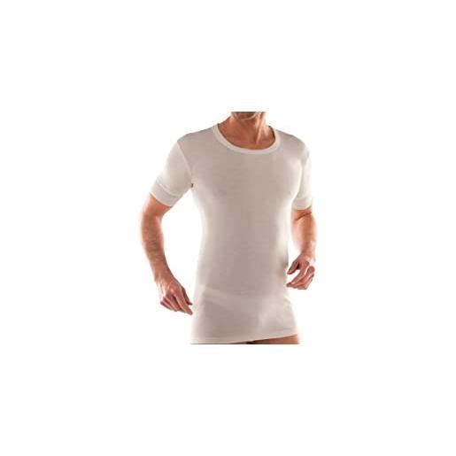 Liabel t-shirt uomo girocollo manica corta, misto lana (80% pesante) - bianco, xxl-7