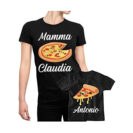 Colorfamily coppia t-shirt festa della mamma personalizzabile maglietta mamma figlio pizza - idea regalo mamma